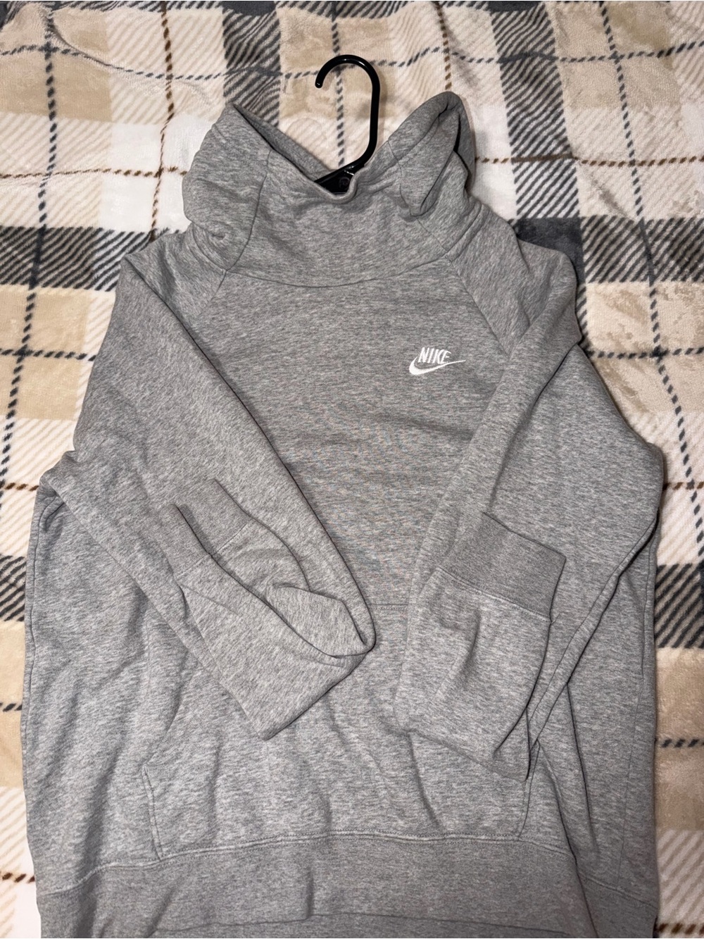 Nike Women's Gray Cowl Neck Sweatshirt with White Swoosh